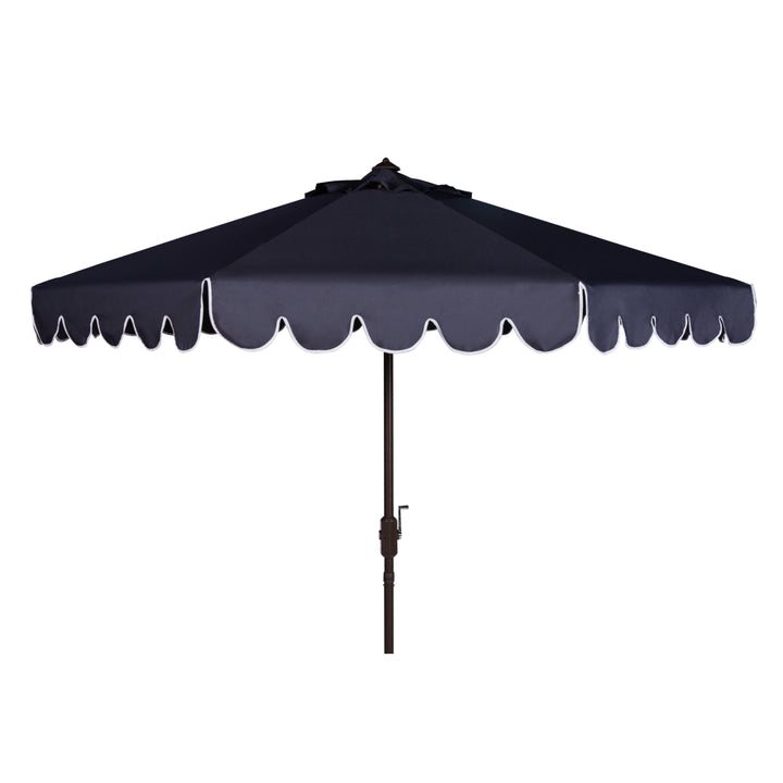 SAFAVIEH Outdoor Collection Venice Single Scallop 9-Foot Tilt Umbrella Navy/White Image 3