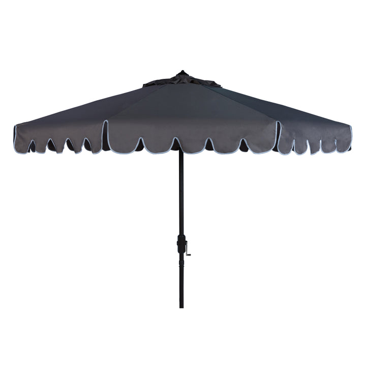 SAFAVIEH Outdoor Collection Venice Single Scallop 9-Foot Umbrella Taupe/White Image 3