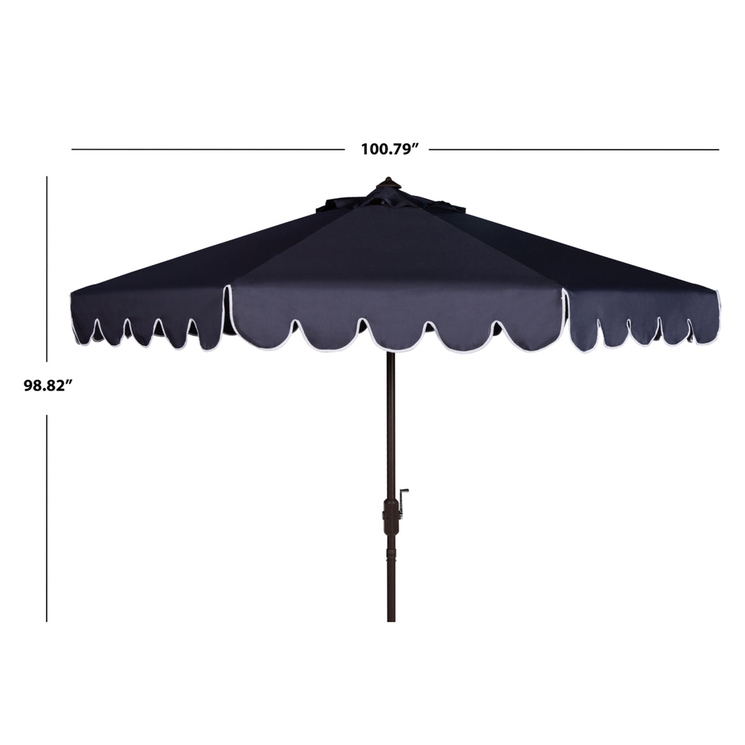 SAFAVIEH Outdoor Collection Venice Single Scallop 9-Foot Tilt Umbrella Navy/White Image 4