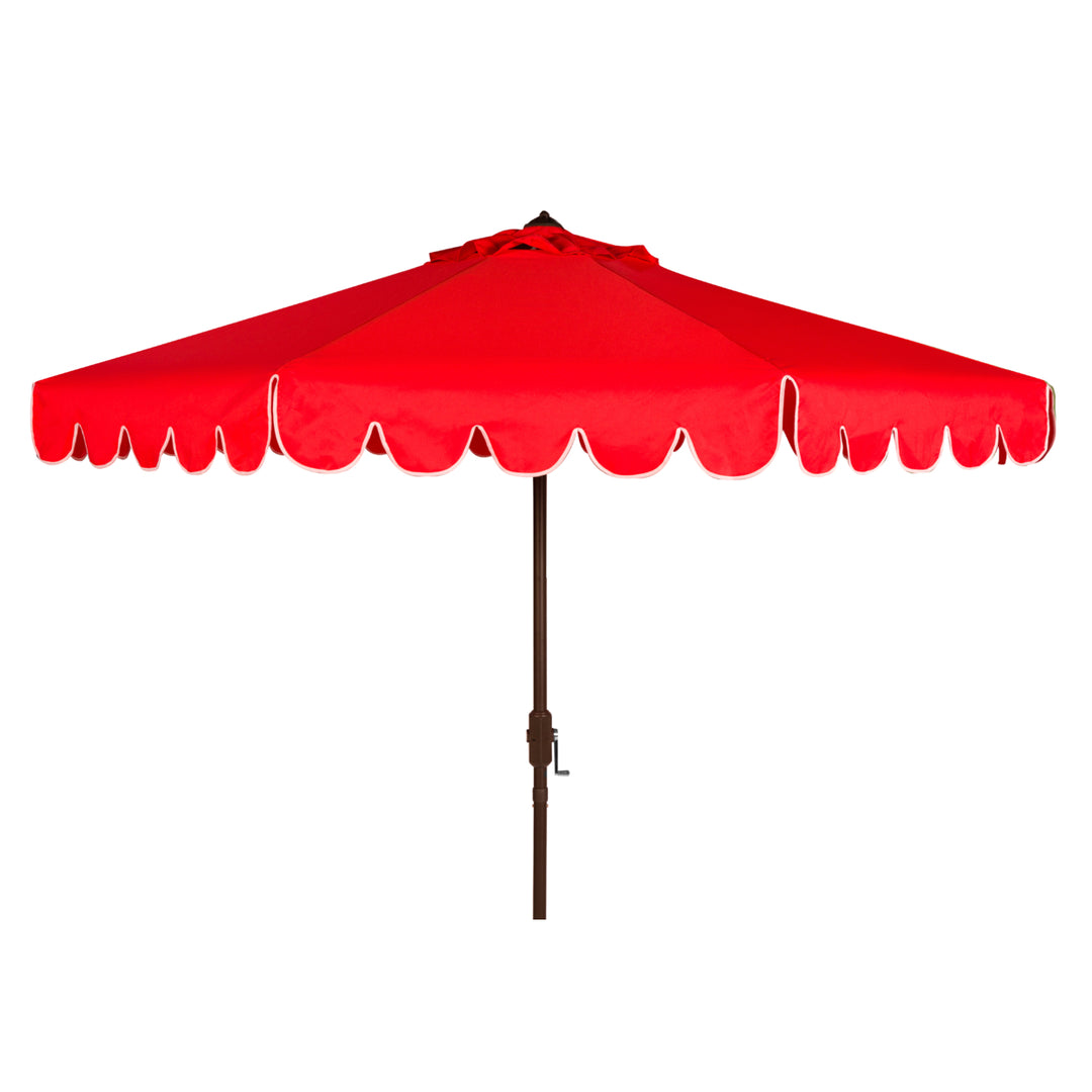 SAFAVIEH Outdoor Collection Venice Single Scallop 9-Foot Tilt Umbrella Red/White Image 3