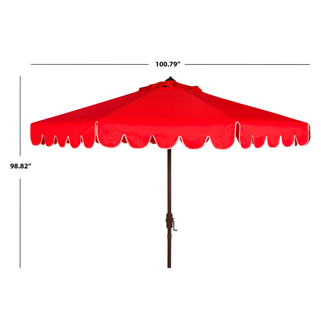 SAFAVIEH Outdoor Collection Venice Single Scallop 9-Foot Tilt Umbrella Red/White Image 4