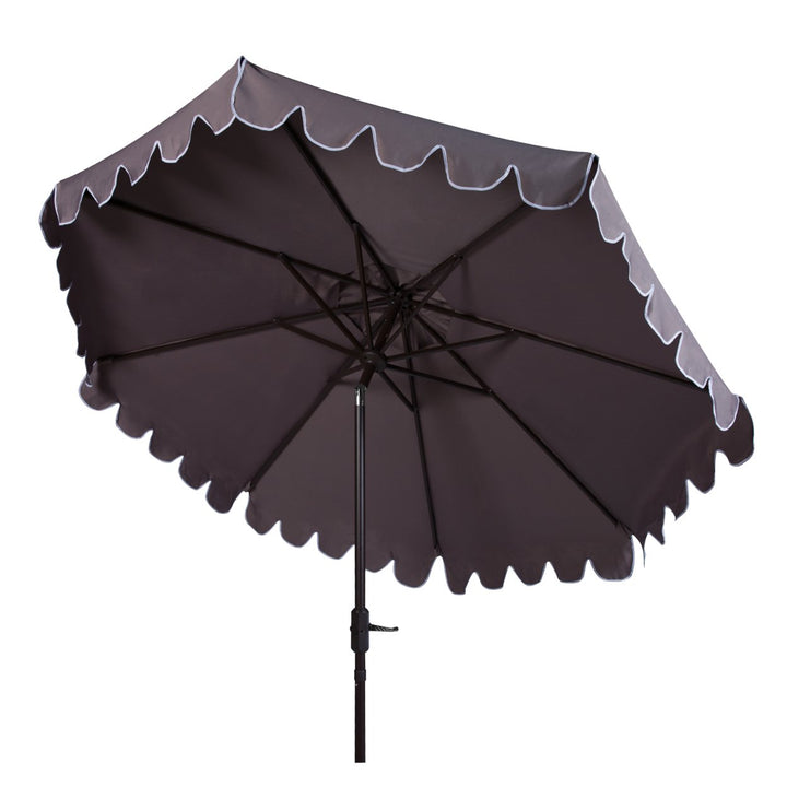 SAFAVIEH Outdoor Collection Venice Single Scallop 9-Foot Umbrella Taupe/White Image 6