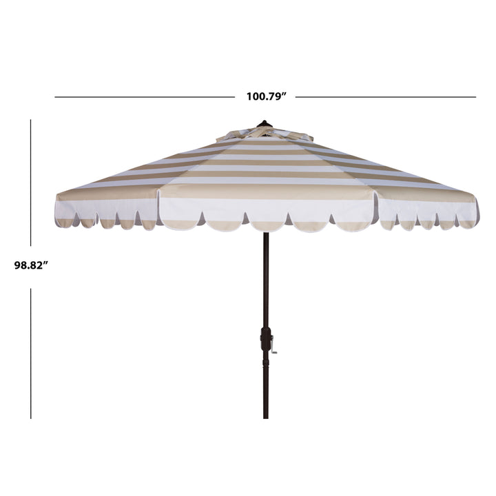 SAFAVIEH Outdoor Collection Maui Single Scallop 9-Foot Umbrella Beige/White Image 2