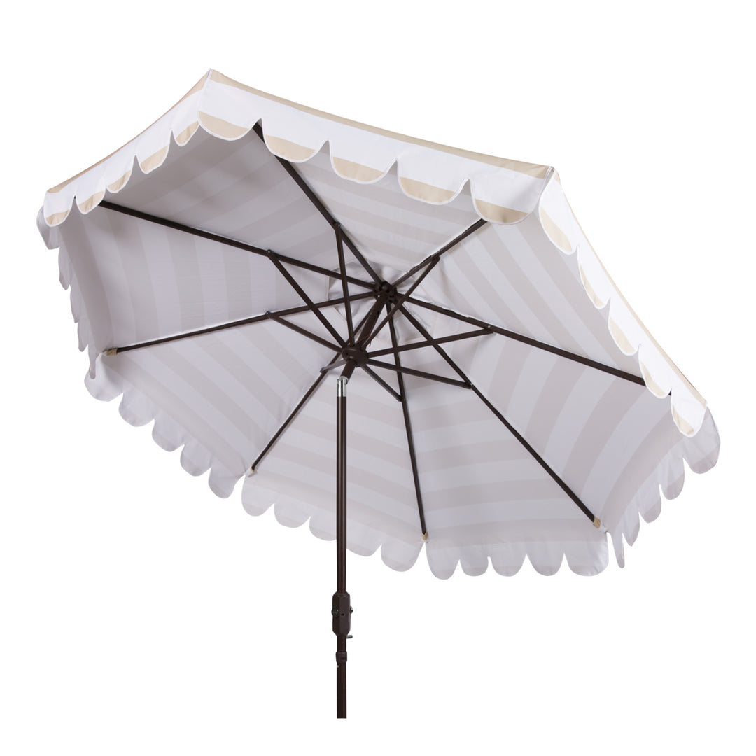 SAFAVIEH Outdoor Collection Maui Single Scallop 9-Foot Umbrella Beige/White Image 5