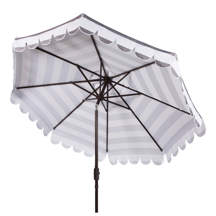 SAFAVIEH Outdoor Collection Maui Single Scallop 9-Foot Umbrella Grey/White Image 5