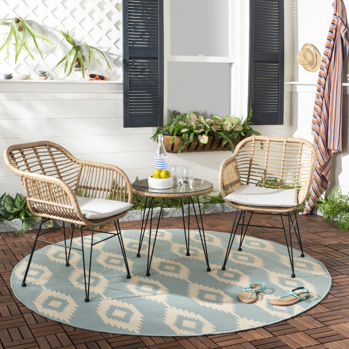 SAFAVIEH Outdoor Collection Alton 3-Piece Lounge Set Natural/Beige Image 1