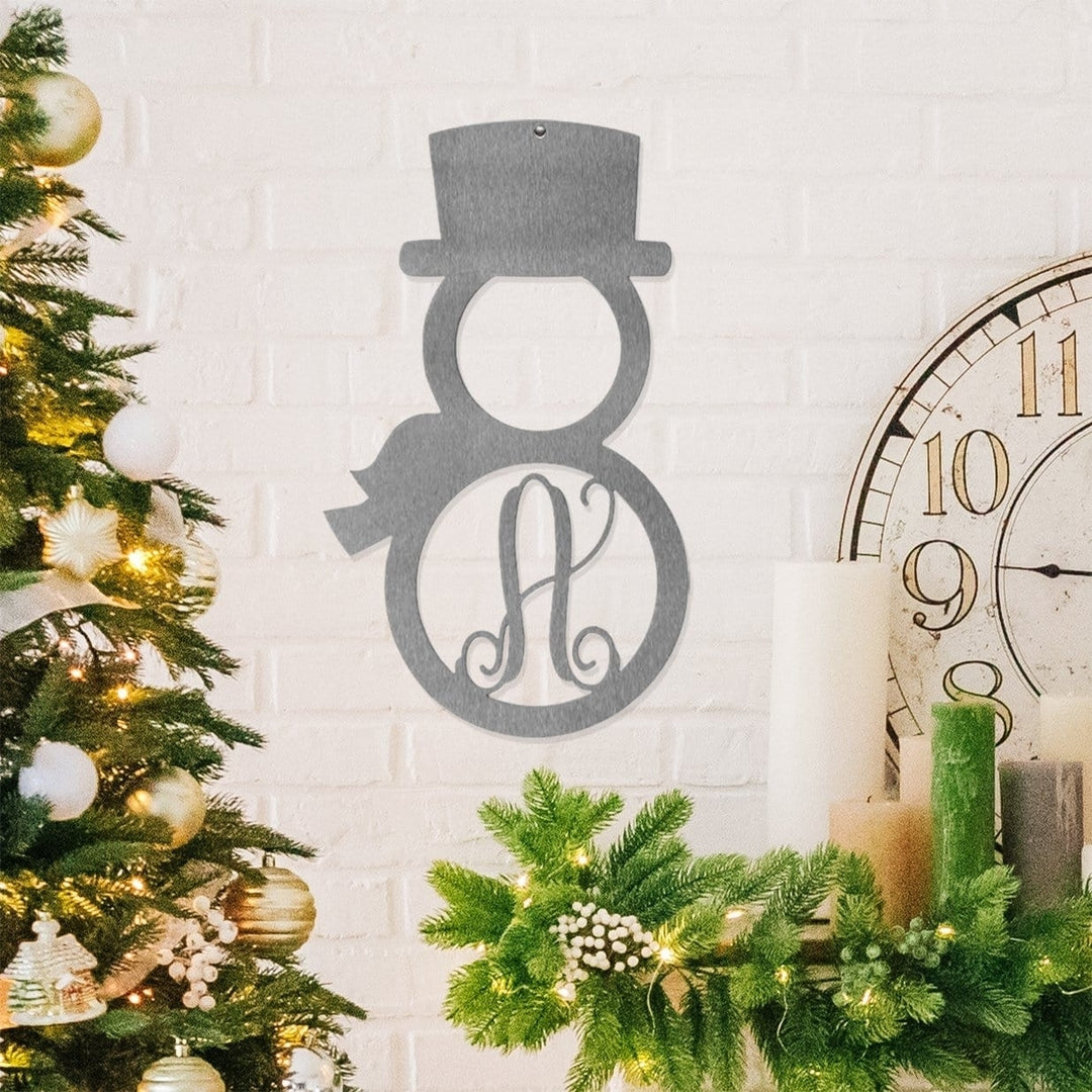 Snowman Monogram - 2 Styles - Snowman Christmas Sign with Letter Image 2