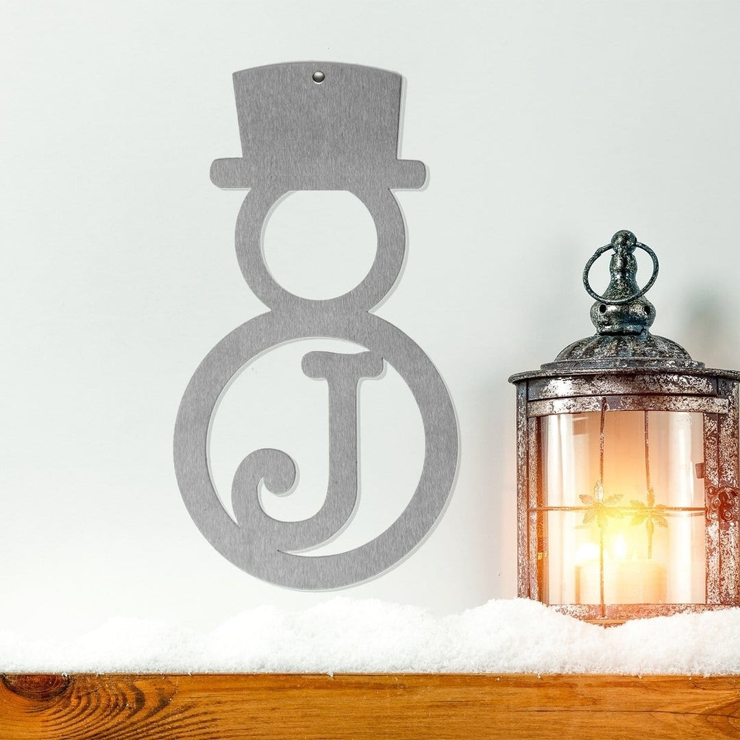 Snowman Monogram - 2 Styles - Snowman Christmas Sign with Letter Image 3