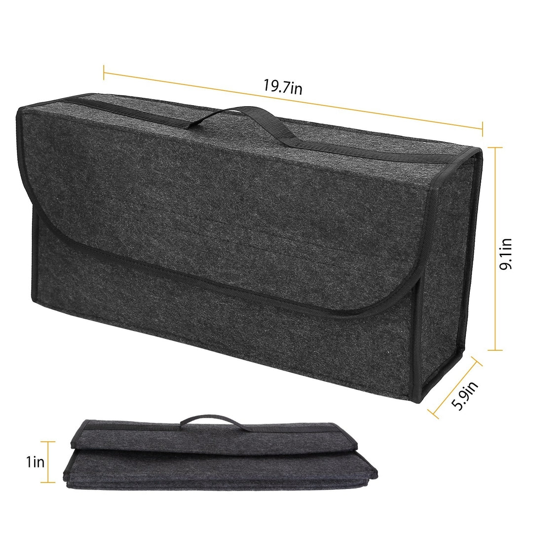 Car Boot Organizer 3.85Gal Grey Felt Collapsible Storage Bag Travel Container Image 4