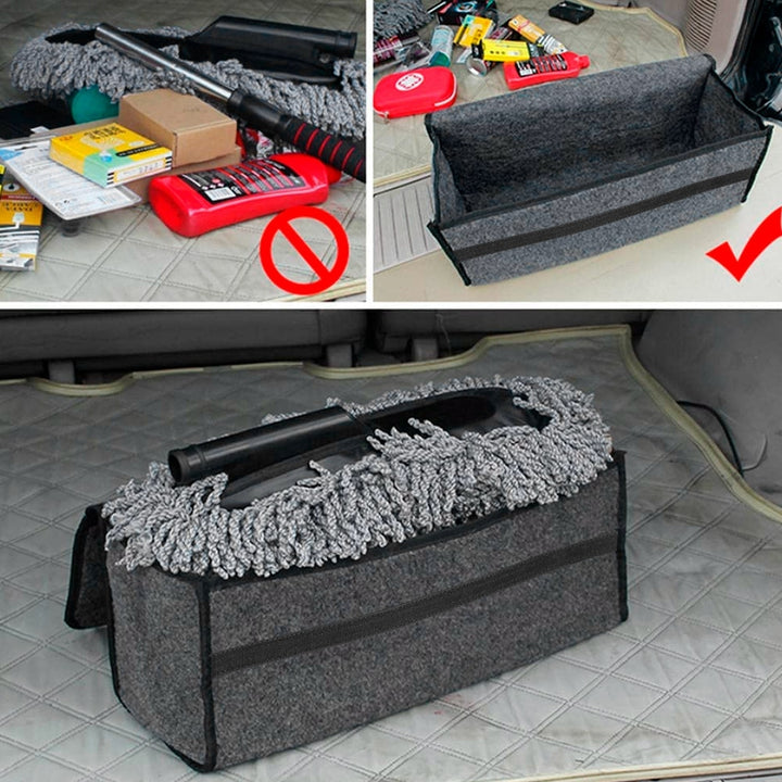 Car Boot Organizer 3.85Gal Grey Felt Collapsible Storage Bag Travel Container Image 5