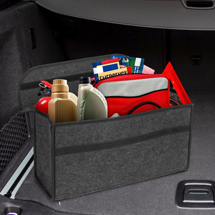 Car Boot Organizer 3.85Gal Grey Felt Collapsible Storage Bag Travel Container Image 7