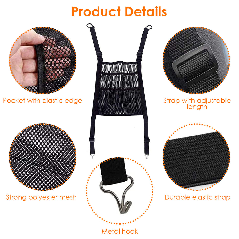 Car Mesh Organizer 3 Layer Black Polyester Backseat Storage Net Pouch Holder Image 2