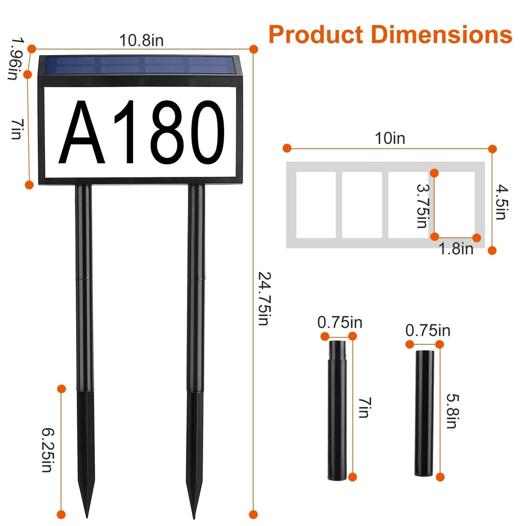 Solar Powered Address Plaque Sign Waterproof LED Light Dusk to Dawn Black Image 7