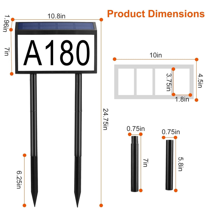 Solar Powered Address Plaque Sign Waterproof LED Light Dusk to Dawn Black Image 7