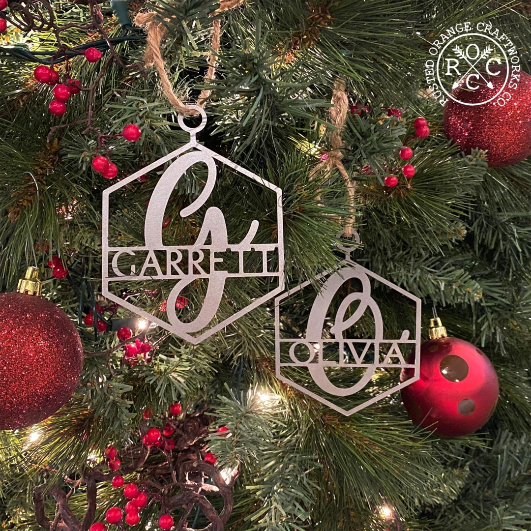 Hexagon Monogram Ornament - 5 pack - First Christmas Ornament with Initials Image 2