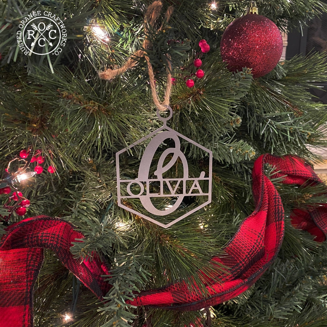 Hexagon Monogram Ornament - 5 pack - First Christmas Ornament with Initials Image 3