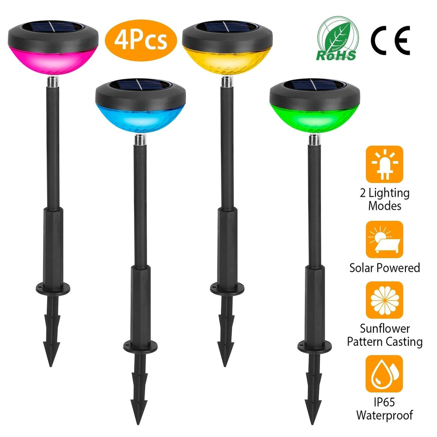 4 Packs Solar Pathway Lights Color Changing Waterproof Garden Lights Black 47.2cm Image 1