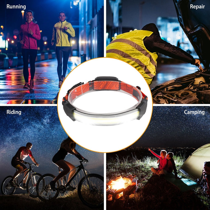 2Packs Rechargeable Headlamps LED White Red Light USB 1000lm Adjustable Band Image 6