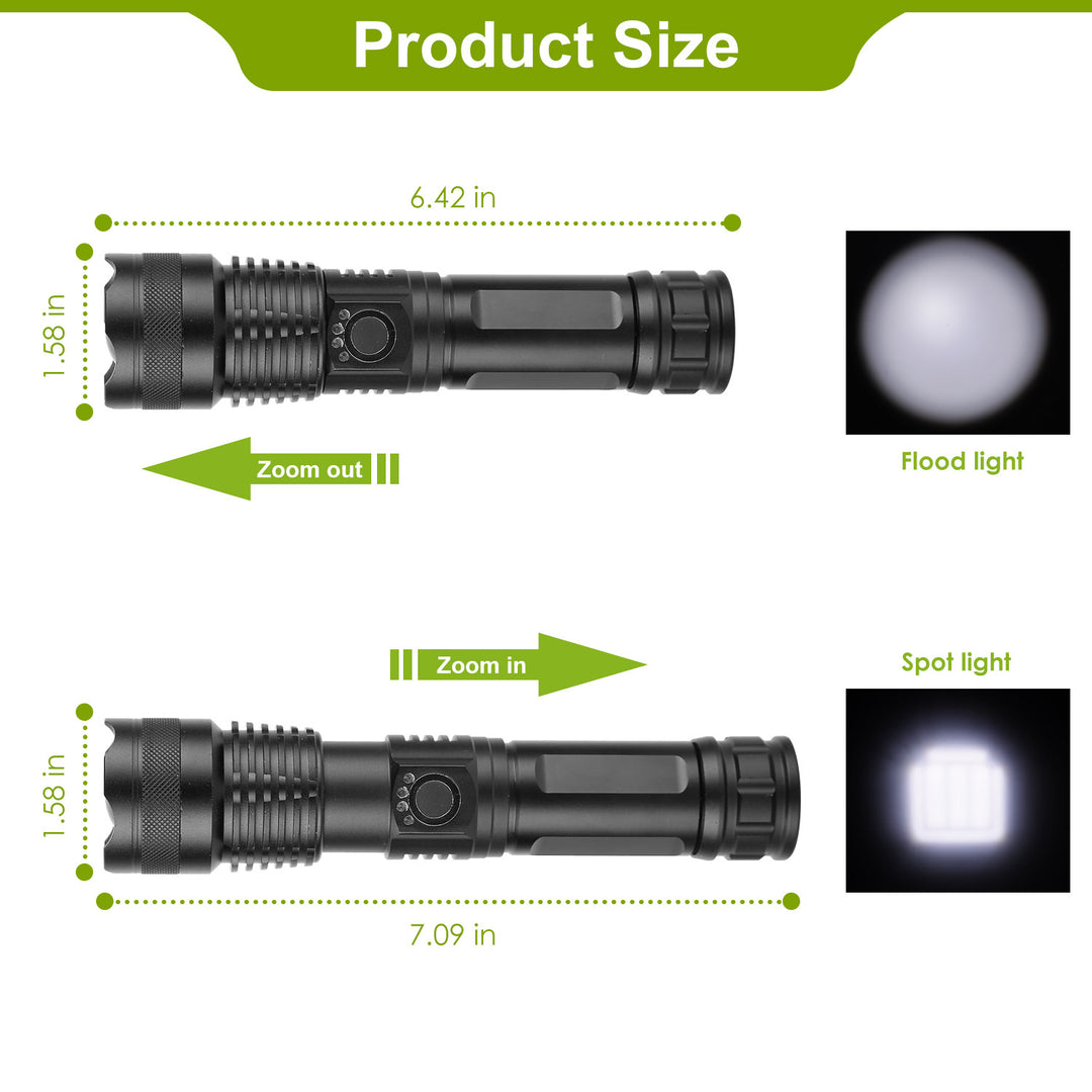 Tactical LED Flashlight Rechargeable 50000LM Zoomable 5 Modes Waterproof Black Image 8