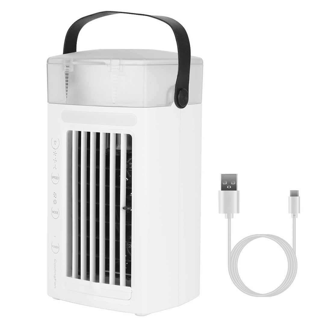 4 in 1 Portable Air Conditioner Fan Evaporative Cooler USB 480ml White 3 Speeds Image 9