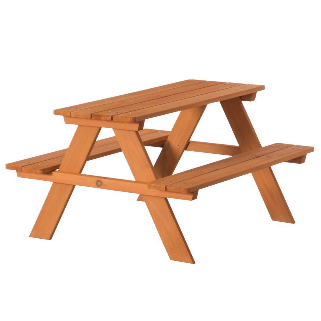 Wooden Kids Outdoor Picnic Table for Garden and Backyard, Stained Image 1