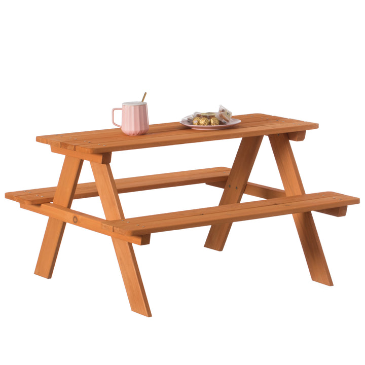 Wooden Kids Outdoor Picnic Table for Garden and Backyard, Stained Image 3