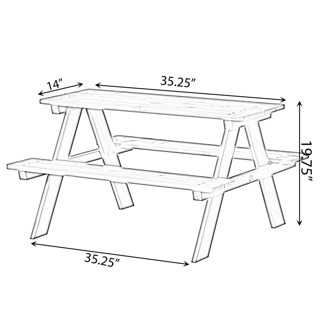 Wooden Kids Outdoor Picnic Table for Garden and Backyard, Stained Image 7