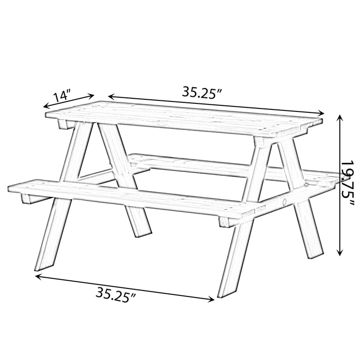 Wooden Kids Outdoor Picnic Table for Garden and Backyard, Stained Image 7