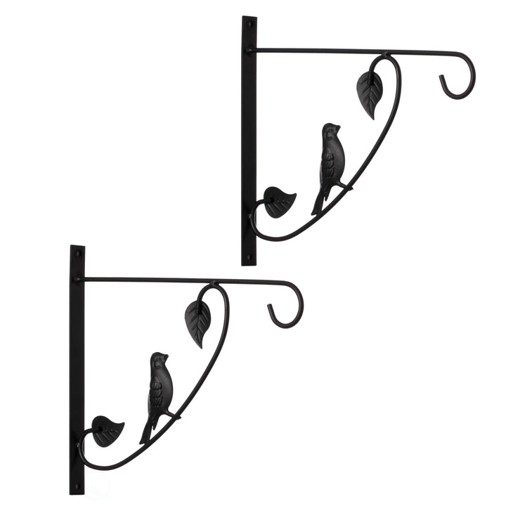 Decorative Black Metal Wall Planter Hooks for Hanging Plants and Flower Pots, Set of 2 Image 1