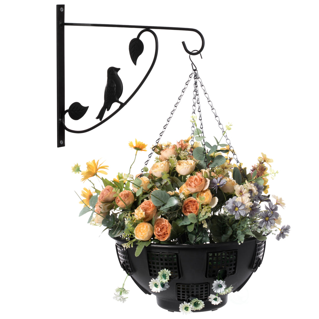 Black Metal Wall Planter Hooks Set of 2 for Hanging Plants and Flower Pots Image 2