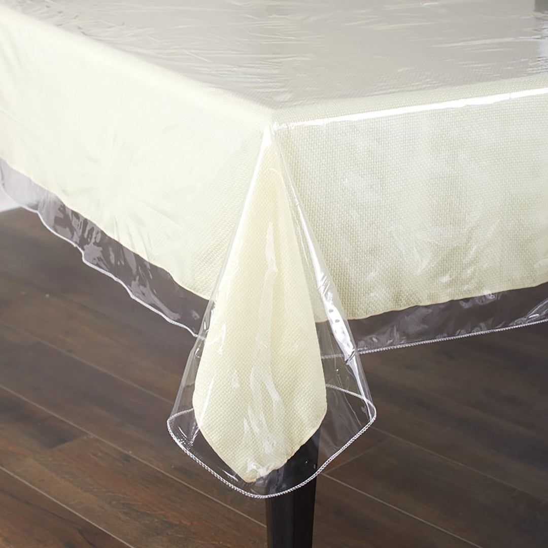 Waterproof Clear Vinyl Tablecloth Protector Oblong 60x90 Heavy Duty Durable Image 1