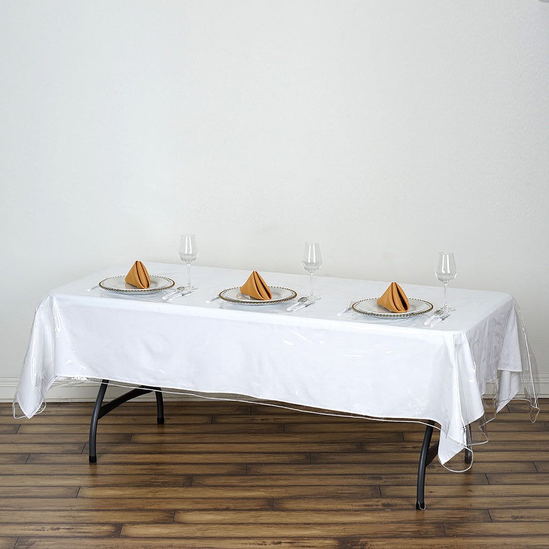 Waterproof Clear Vinyl Tablecloth Protector Oblong 60x90 Heavy Duty Durable Image 4