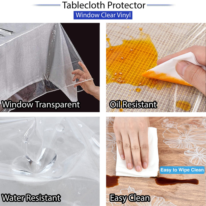 Waterproof Clear Vinyl Tablecloth Protector Oblong 60x90 Heavy Duty Durable Image 2