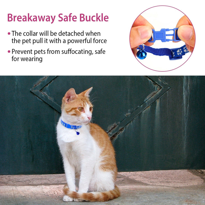 Adjustable Breakaway Cat Collar with Bell Name Tag 12 Colors Safe Buckle Image 3