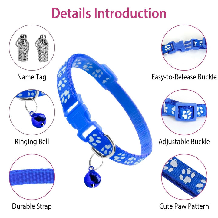 Adjustable Breakaway Cat Collar with Bell Name Tag 12 Colors Safe Buckle Image 4