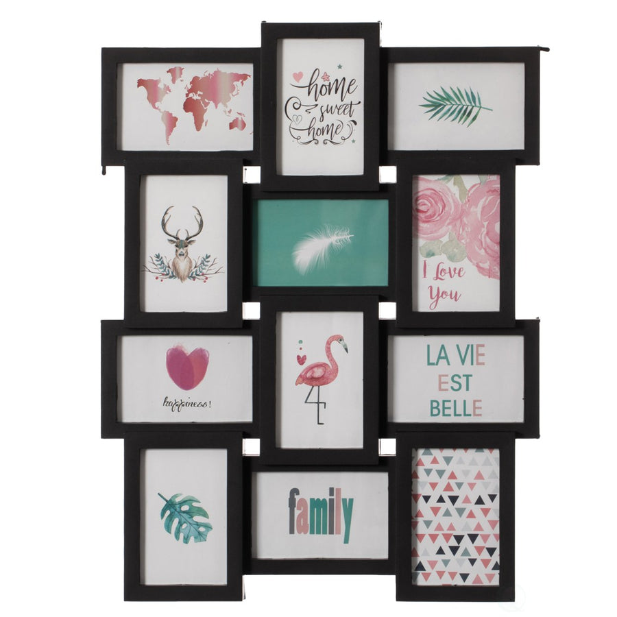 Modern Black Wall Mounted Multi Photo Frame Collage for 12 Pictures 4x6 Image 1