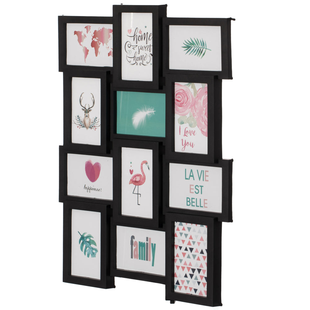 Modern Black Wall Mounted Multi Photo Frame Collage for 12 Pictures 4x6 Image 2