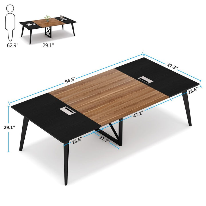 Tribesigns 8FT Conference Table, 94.5L x 47.2W inch Large Modern Meeting Table, Seminar Training Table with Grommet Image 6