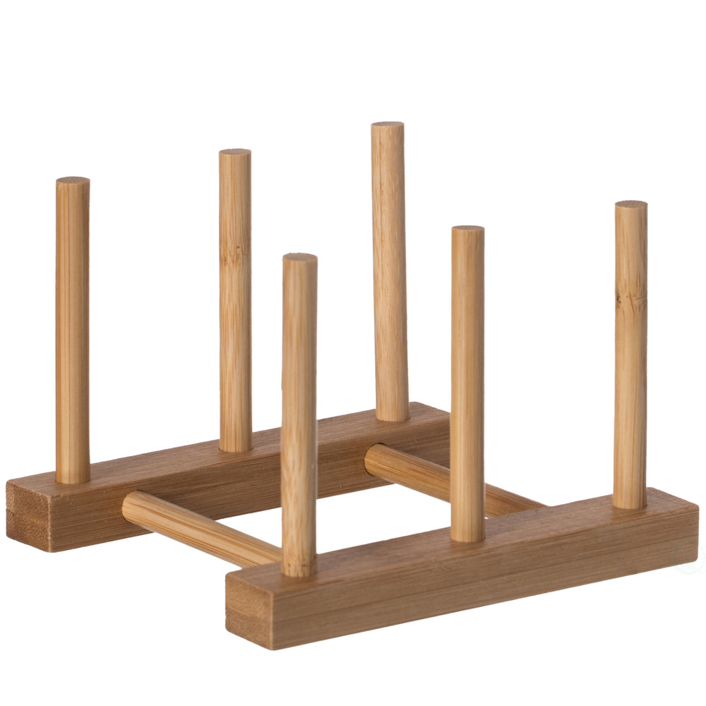 Bamboo Wooden Dish Drainer Rack Set of 2 Large Drying Plate Cup Organizer Image 2