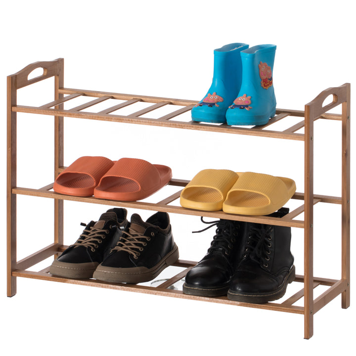 Bamboo Free Standing Shoe Rack Organizer Storage for Boots Sneakers Sandals Image 3