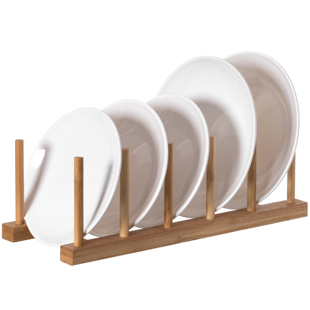 Bamboo Wooden Dish Drainer Rack Set of 2 Large Drying Plate Cup Organizer Image 5