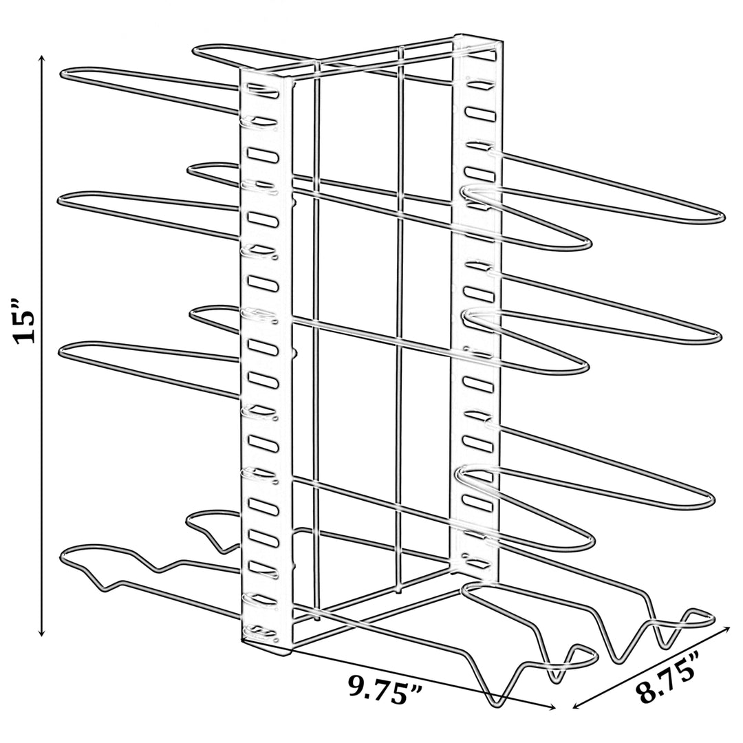 Black Iron Pan Organizer 8 Adjustable Tiers, Kitchen Pans and Pot Organizer Image 7