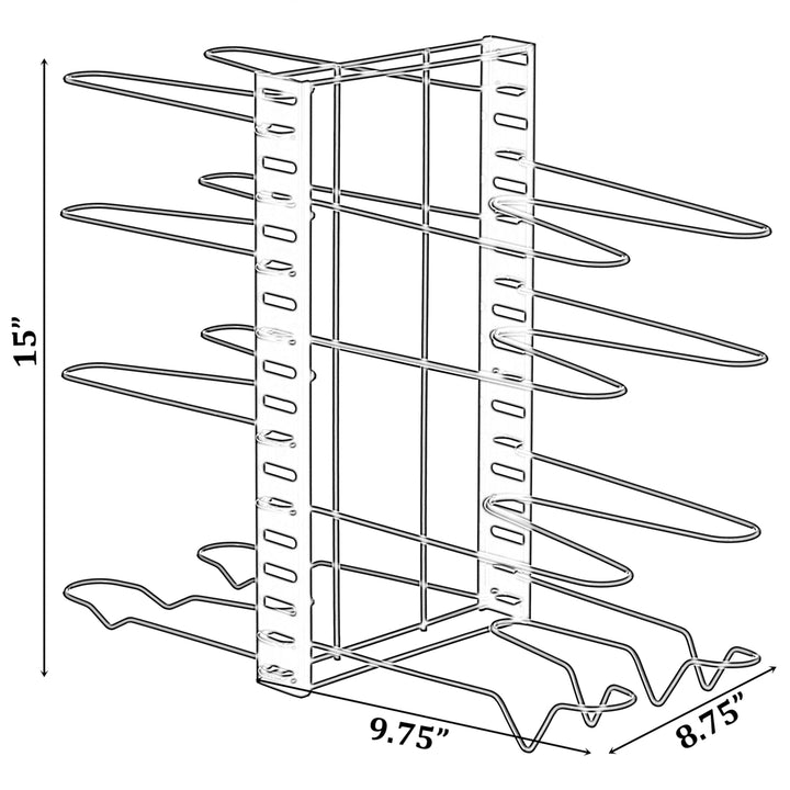 Black Iron Pan Organizer 8 Adjustable Tiers, Kitchen Pans and Pot Organizer Image 7