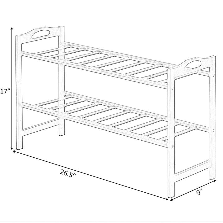 Bamboo Free Standing Shoe Rack Organizer Storage for Boots Sneakers Sandals Image 11