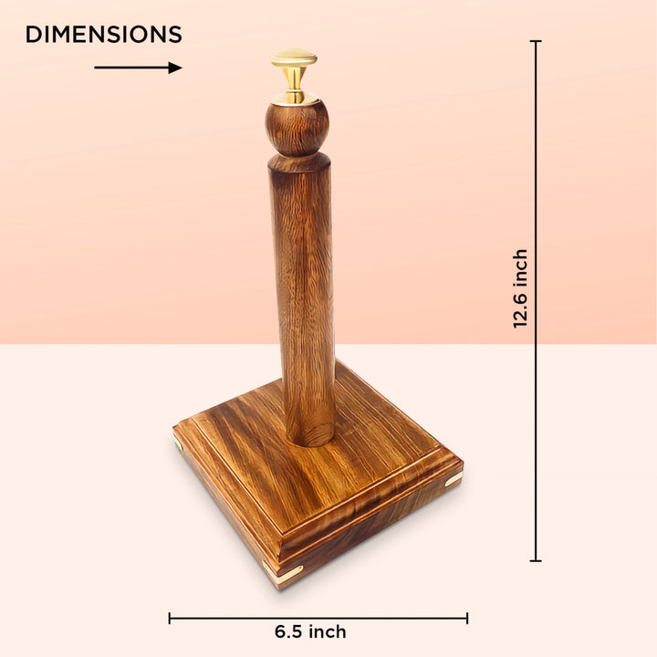 Decorative Wood Paper Towel Holder with Stand for Kitchen, Dining Room, and Office Image 4