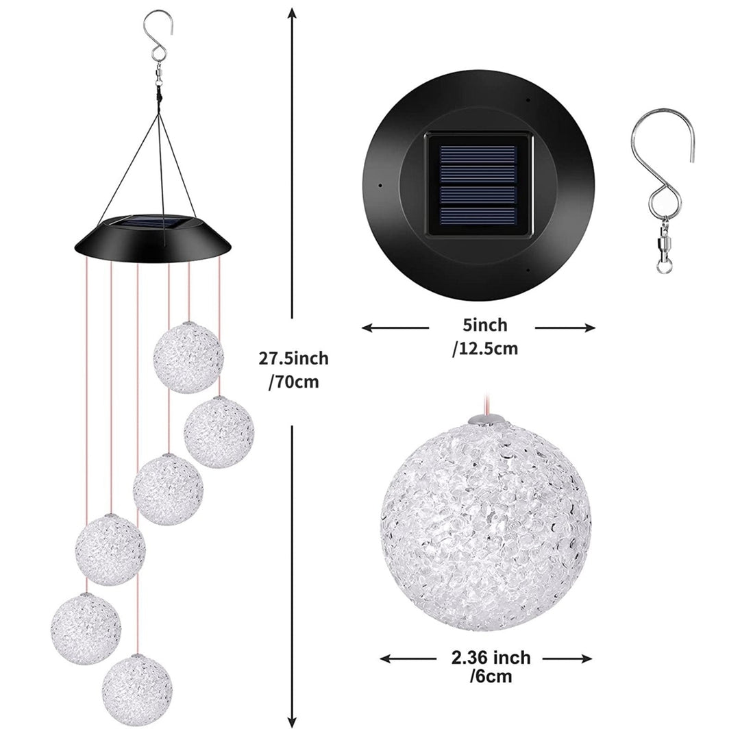 Solar Powered Wind Chime with Color Changing Crystal Balls LED Lights Image 5