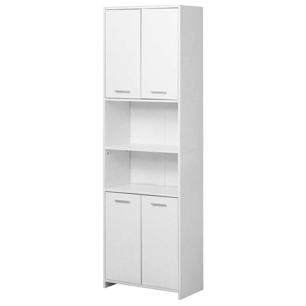 Versatile 77-Inch White Storage Cabinet Linen Tower with Adjustable Shelves Image 2