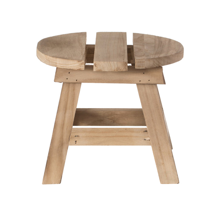 Decorative Antique Wood Style Natural Wooden Accent Stool for Indoor and Outdoor Image 1