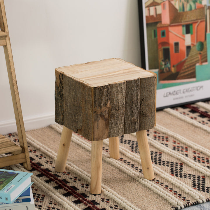 Decorative Natural Wooden Log Box Shaped Side Table for Indoor and Outdoor Image 3