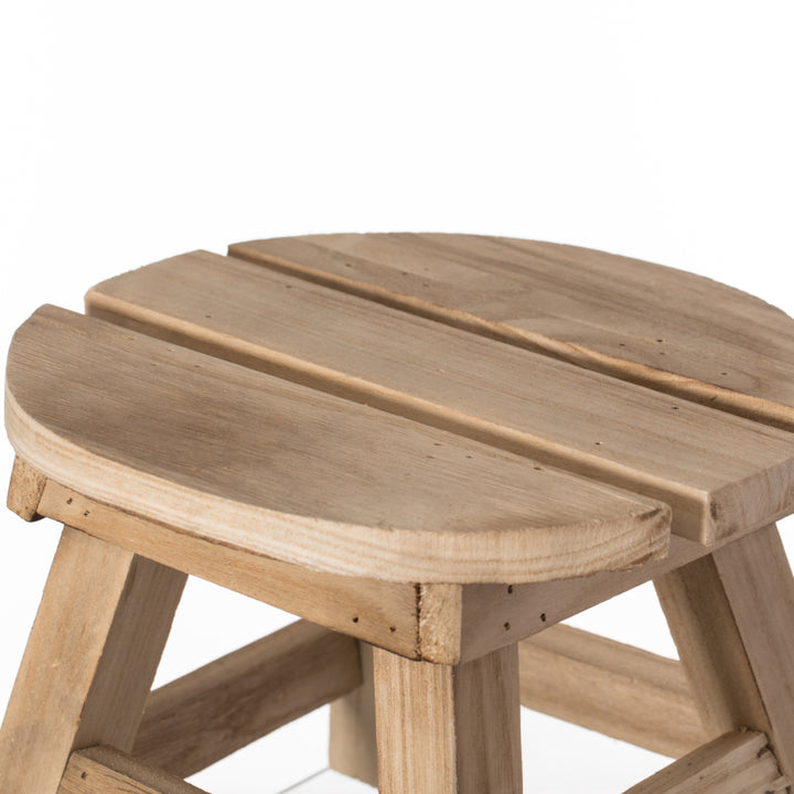 Decorative Antique Wood Style Natural Wooden Accent Stool for Indoor and Outdoor Image 3